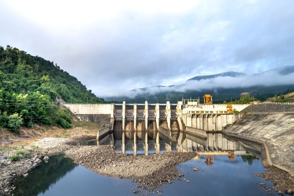 Hydroelectric dam on a river near Tallassee, AL